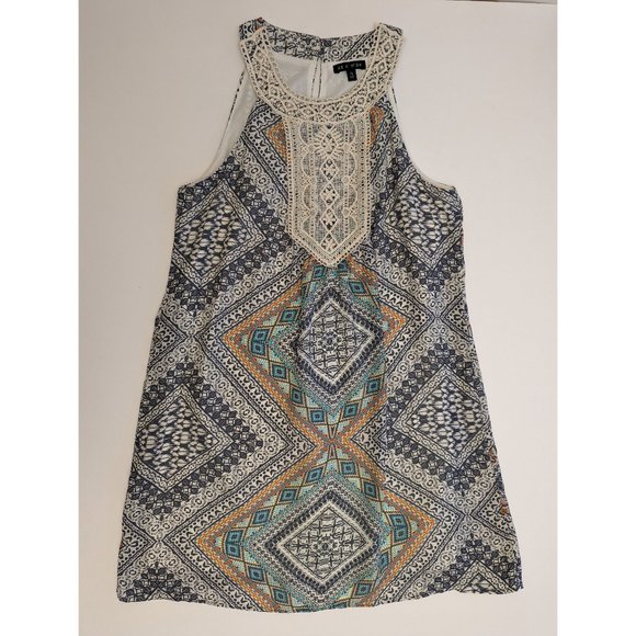 As U Wish Lined Multicolored Tank Dress Lace Accent Boho Size Women's Medium - Picture 1 of 4
